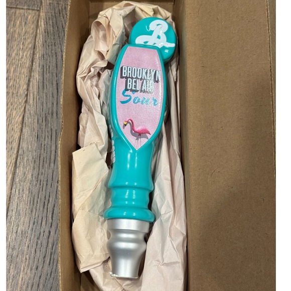 Brooklyn Brewery Beer‎ Tap Handle Beware Sour Flamingo Turquoise Bar Decor - Picture 1 of 2